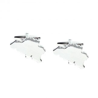 Outline Map of Belgium Rhodium Plated Cufflinks