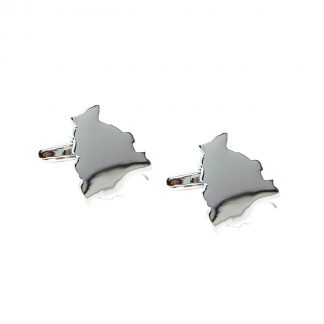 Outline Map of Bolivia Rhodium Plated Cufflinks