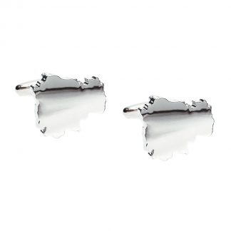Outline Map of Cambodia Rhodium Plated Cufflinks