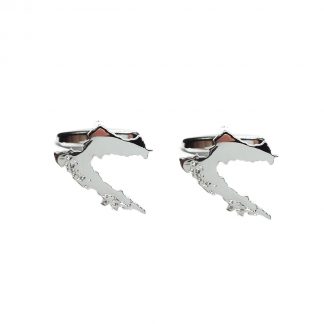 Outline Map of Croatia Rhodium Plated Cufflinks