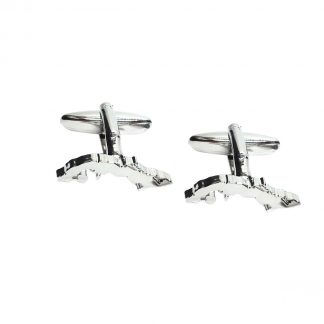 Outline Map of Cuba Rhodium Plated Cufflinks