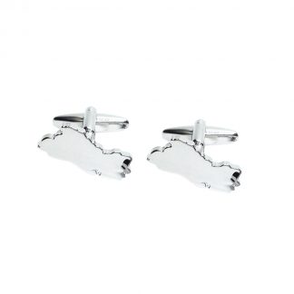 Outline Map of El Salvador Rhodium Plated Cufflinks