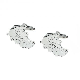 Outline Map of Greece Rhodium Plated Cufflinks