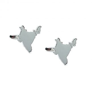 Outline Map of India Rhodium Plated Cufflinks
