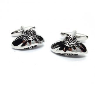 Rhodium Plated Tam-o-Shanter Scottish Hat Cufflinks