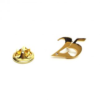 Gold Plated 25 Lapel Pin Badge with crystal decoration (AJTP07A)