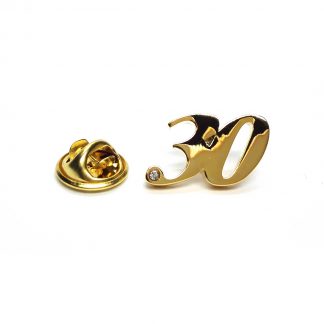 Gold Plated 30 Lapel Pin Badge with crystal decoration (X2AJTP09)