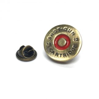 Brass Shotgun Cartridge Cap Lapel Pin Badge