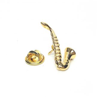 Gold Plated Saxophone Lapel Pin Badge