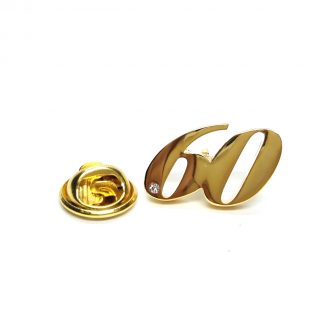 Gold Plated 60 Lapel Pin Badge with crystal decoration (AJTP15)