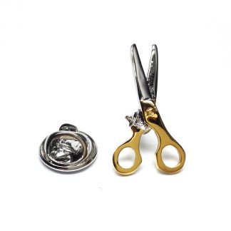 Gold & Silver Scissors Lapel Pin Badge