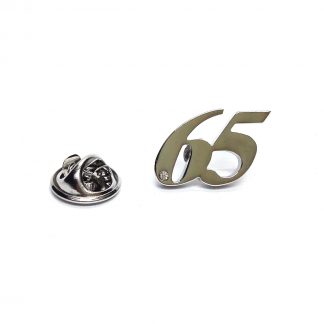 Rhodium Plated 65 Lapel Pin Badge with crystal decoration
