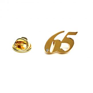 Gold Plated 65 Lapel Pin Badge with crystal decoration (AJTP17)
