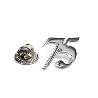 Rhodium Plated 75 Lapel Pin Badge with crystal decoration