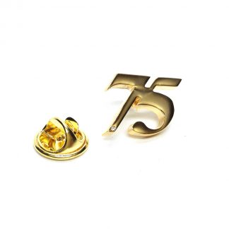 Gold Plated 75 Lapel Pin Badge with crystal decoration (AJTP21)