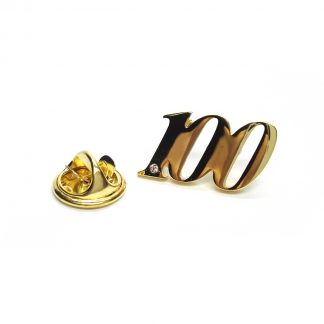 Gold Plated 100 Lapel Pin Badge with crystal decoration (AJTP27)