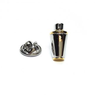 Two Tone Cocktail Shaker Lapel Pin Badge