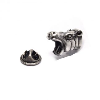 Yawning Hippo Head Lapel Pin Badge