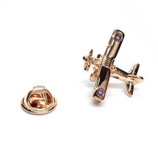Rose Gold Bi Plane Lapel Pin Badge