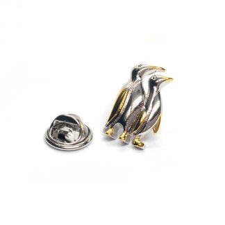 Two Tone Gold & Silver Penguins Lapel Pin Badge