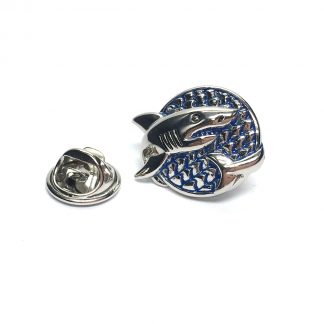 Round Shark Design Lapel Pin Badge