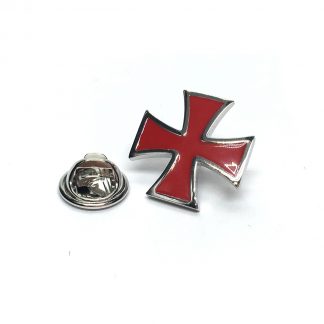 Red Maltese Cross Lapel Pin Badge
