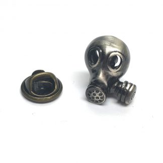 Antique Finish Gas Mask Lapel Pin Badge Steam Punk