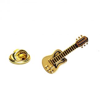 Gold Plated Electric Guitar Music Lapel Pin Badge