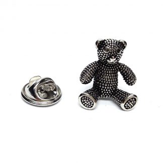 Antique Finish Teddy Bear Lapel Pin Badge