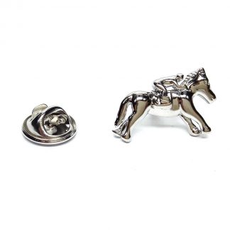 Horse Jockey on Racehorse Lapel Pin Badge