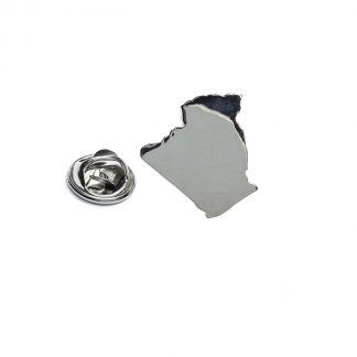 Outline Map of Algeria Rhodium Plated Lapel Tie Pin
