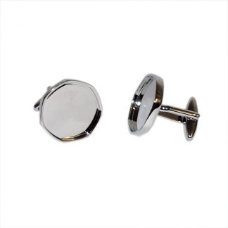 Unboxed Rhodium Plated Cufflinks Bezel Cabochon Recess to hold Twenty Pence Piece