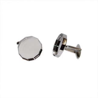 Unboxed Rhodium Plated Cufflinks Bezel Cabochon Recess to hold Pre Decimal 12 Sided Thrupenny Bit