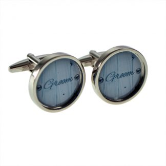 Stamped Wood Effect Wedding Role Cufflinks