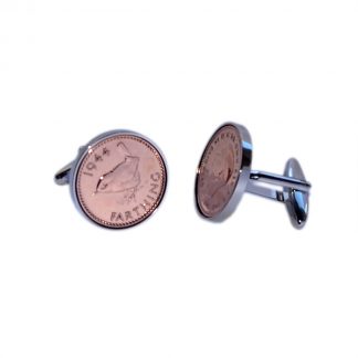 Rhodium Plated Cufflinks with Polished Farthings