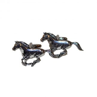 English Made Pewter Galloping Horse Equestrian Cufflinks