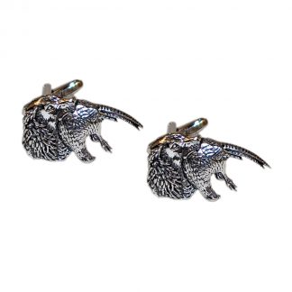 English Made Spaniel Dog & Pheasant Bird Pewter Cufflinks