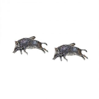 English Made Running Boar Pewter Cufflinks