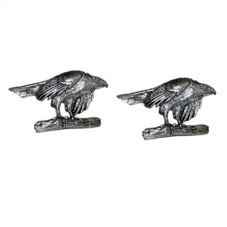 English Made Hawk on Perch Pewter Cufflinks