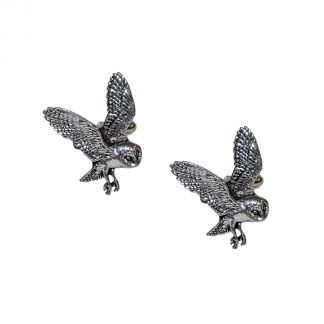English Made Barn Owl Pewter Cufflinks