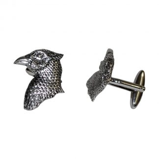 English Made Pheasant Bird Head Pewter Cufflinks