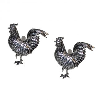English Made Cockerel Pewter Chicken Cufflinks