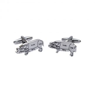 Butchers Cuts of Pork Pig Chef Cufflinks