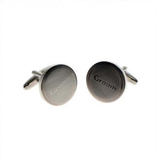 Round Deluxe Engraved Round Hatched Design Wedding Cufflinks
