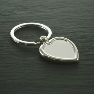 Polished Heart Keyring with plate for Engraving or Doming