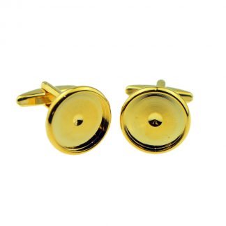 Unboxed Rhodium Plated Cufflinks 16MM Cabochon Recess