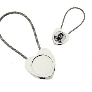 Heart Cable Loop Keyring for Doming with 25mm Recess (engravable)