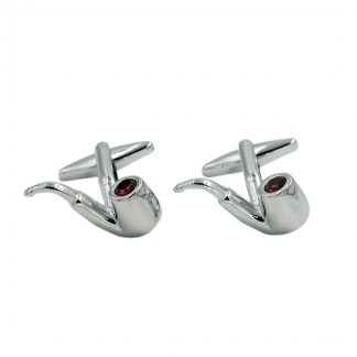 Smoking Pipe Cufflinks with crystal inlay