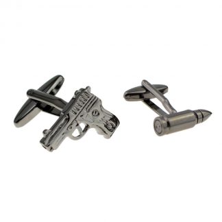 Gun Pistol & Bullet, Shooting mixed pair of cufflinks