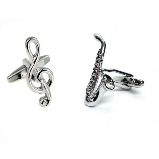 Music, Saxophone & Treble Clef note mixed pair of cufflinks
